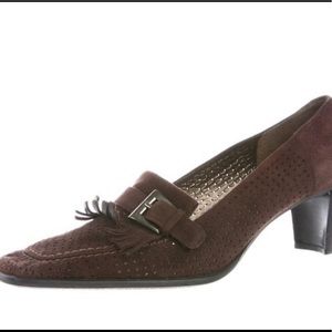 Stuart Weitzman Shoes | Stuart Weitzman Suede Pumps Square Toe Fringe Brown